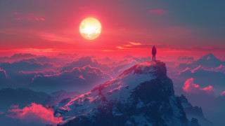 Mountain sunset red sky city - sunset free wallpaper