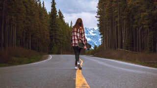 Woman skateboard mountain outdoors cinematic - the top free wallpaper