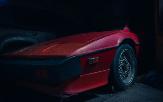 Red sports car dark garage 5 - elsa bleda free wallpaper