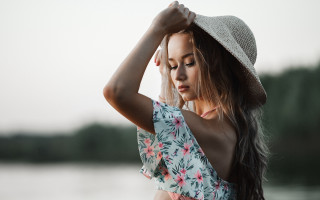 Woman hat lake fashion blurry - a woman in a hat free wallpaper