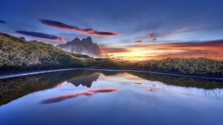 Mountain lake sunset clouds grass - cloud and grass free wallpaper