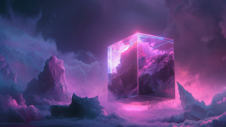 Cube clouds mountain purple sky - cloud and mountains free wallpaper