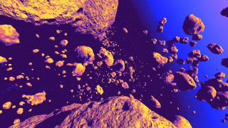 Space aurora moon fireworks planet - a group of rocks free wallpaper