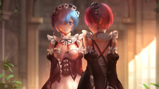 Anime girls short hair maid - renaissance free wallpaper