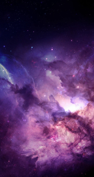 Purple blue space stars clouds 3 - green light free wallpaper