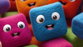 Colorful toy blocks smiling frowning - cinema 4 d free wallpaper