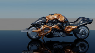 Motorcycle reflection water blue sky - hard surface free wallpaper