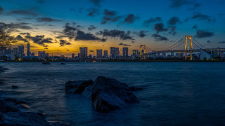 City skyline bridge sunset water - andrew law free wallpaper