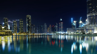 City skyline lake night hurufiyya - night time free wallpaper for desktop