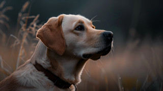 Dog looking distance blurry grass - the foreground free wallpaper