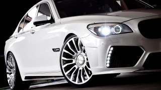 White car bright headlight garage - rim free wallpaper