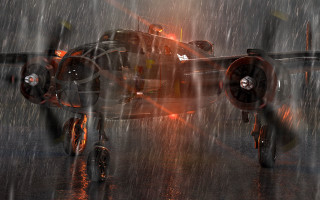 Small airplane rain red light - dieselpunk free wallpaper