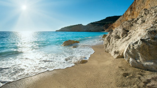 Beach cliff water sunburst matte - beach free wallpaper