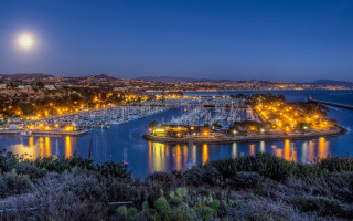Marina boats fullmoon night lights - the boat free wallpaper