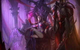 Woman demon purple room glowing - league of legends concept art free wallpaper
