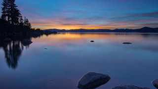 Sunset mountains lake clouds saturated - ansel adams free wallpaper