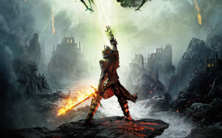 Man sword rock dragon fantasy - dark soul free wallpaper