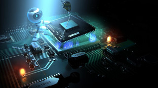 Robot computerboard light circuit cityscape - technology free wallpaper