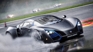Black car wet road rain 2 - a wet road in the rain free wallpaper