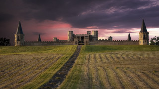 Castle path sunset clouds medieval - a path free wallpaper