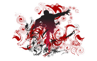 Dancing man red black swirls - dragon art free wallpaper