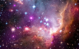 Purple sky blue center white - large cluster of stars free wallpaper