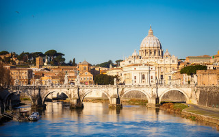 Bridge river building boat architecture - andrea pozzo free wallpaper