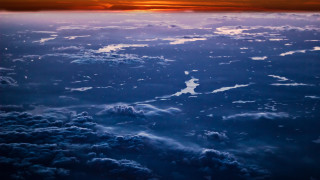 Sky sunset clouds ocean mountains - sunset time free wallpaper