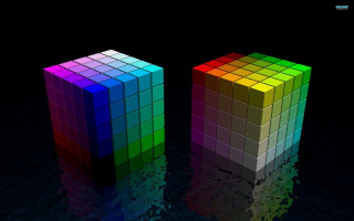 Colorful cubes water reflections holography - ernő rubik free wallpaper