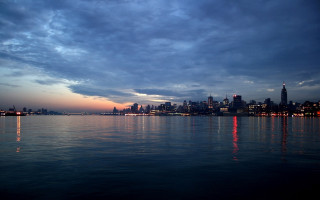 Hudson river cityscape dusk reflection - the waters edge free wallpaper