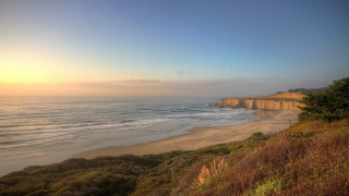 Beach cliff sunset ocean horizon - sunset free wallpaper