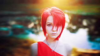 Gothic redhair portrait necklace bokeh - gothic free wallpaper