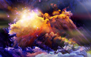 Colorful clouds stars fire sky - bright free wallpaper