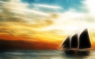 Sailboat sunset clouds light rays - a sailboat free wallpaper