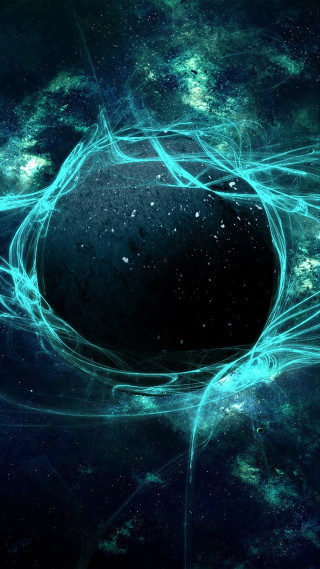 Black hole blue green swirl - space art free wallpaper