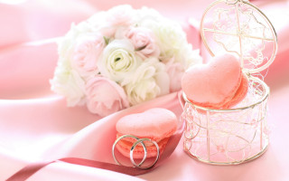 Wedding rings pink heart bath - a pink heart free wallpaper