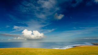 Grassy field bench water beach - a grassy field free wallpaper