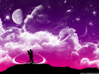 Couple hill purple sky stars 2 - romantic free wallpaper