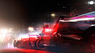 Cars parking night lights person - a group of cars free wallpaper