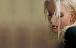 Blonde woman green shirt eyes - a painting of a woman free wallpaper