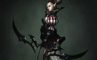 Woman elf armor sword dark - chris rallis free wallpaper