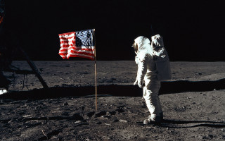 Astronaut moon flag space art - the flag free wallpaper