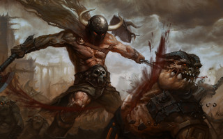 Battle demons fantasy armor axe - chris rahn free wallpaper