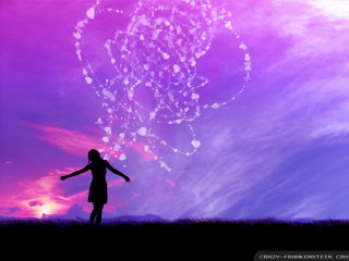 Woman field purple sky heart - a purple sky in the background free wallpaper