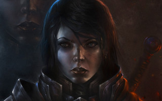 Woman sword armor fantasy portrait - cedric peyravernay free wallpaper