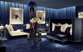 Art deco room couch table - bright studio setting free wallpaper