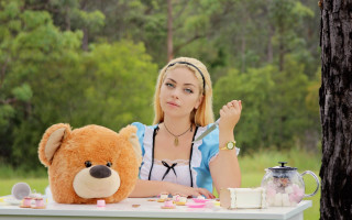 Alice wonderland tea party teddy - magical free wallpaper for desktop