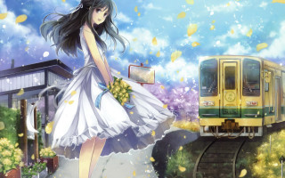 Woman white dress train track 2 - a train track free wallpaper