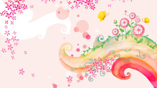Colorful wave flowers butterflies bird - flower and butterflies free wallpaper