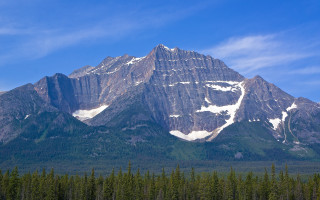 Mountain snow trees blue sky 2 - ada hill walker free wallpaper